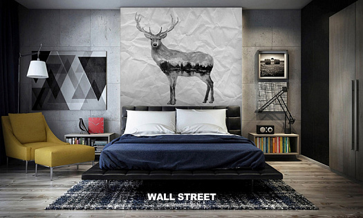 Фотообои в интерьере артикул Grayscale 12, ОТТЕНКИ СЕРОГО / GRAYSCALE, Wall street